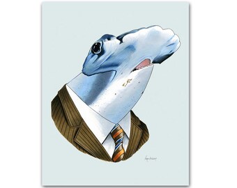 Hammerhead Shark art print 11x14