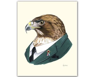 Red-tailed Hawk art print 11x14