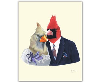 Mr and Mrs Cardinal art print 5x7