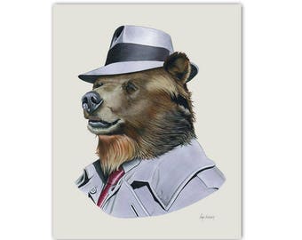 Grizzly Bear animal art print by Ryan Berkley 5x7