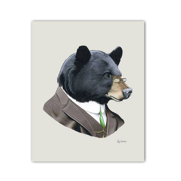 Black Bear Porträt Kunstdruck von Ryan Berkley 5 x 7