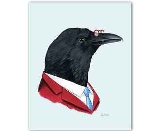 Crow Gentleman art print 8x10