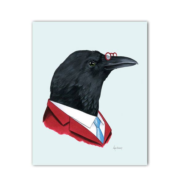 Crow Gentleman art print 8x10
