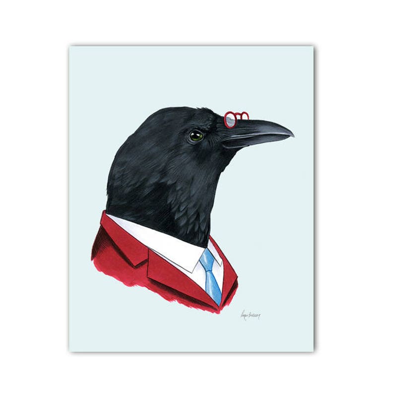 Crow Gentleman art print 8x10 image 1