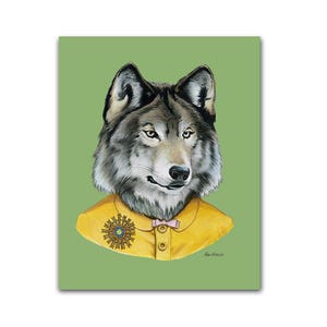 Wolf Lady art print - Modern kid art - Animals in Clothes - Animal Art - Modern Decor - Ryan Berkley Illustration 8x10