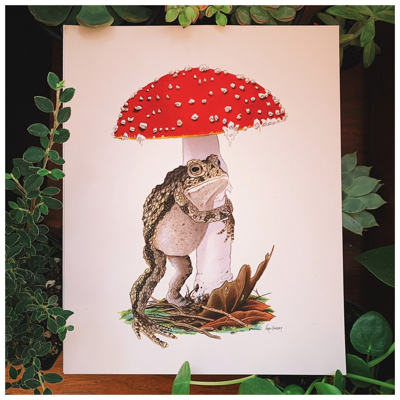 Embrace This Place Nothing But Hugs print Toad Mushroom Gallery Wall Animal Art Friendship Woodland Nursery Kids Room image 3