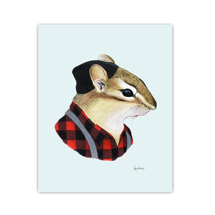 Chipmunk Art Print 11x14 - Etsy