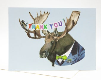 Thank You Card - Blank Inside - Moose - Berkley Illustration - Greeting Card - Ryan Berkley - Dapper Animals