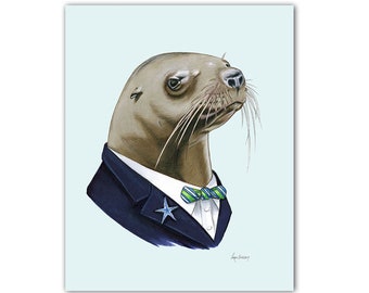 Sea Lion Gentleman art print 5x7