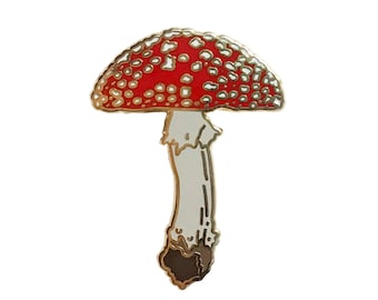 Enamel Pin - Mushroom - Amanita muscaria - Natural Values - Ryan Berkley Illustration - Pin - Cloisonne - Woodland - Forest Art