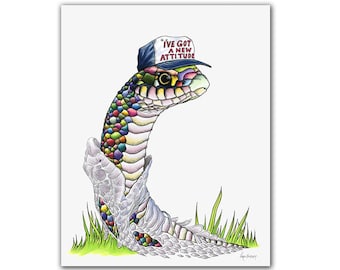 Rainbow Snake  with a New Attitude art print by Ryan Berkley 8x10