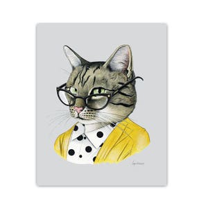 Tabby Cat art print - 8x10 - Pet Portrait - Animals in Clothes - Animal Art - Ryan Berkley Illustration - Dapper Animals - Gift For Her