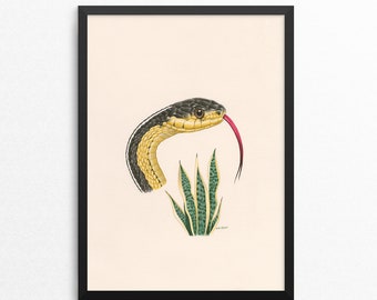 Snake / Snake Plant - Naked Animals print - Nature Art - Gallery Wall - Animal Art - Plant Art - Ryan Berkley - Wall Art