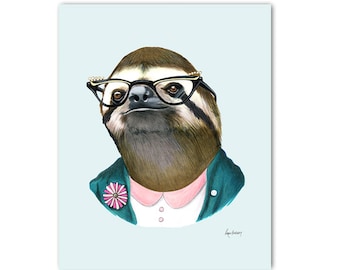 Sloth Lady art print by Ryan Berkley 8x10