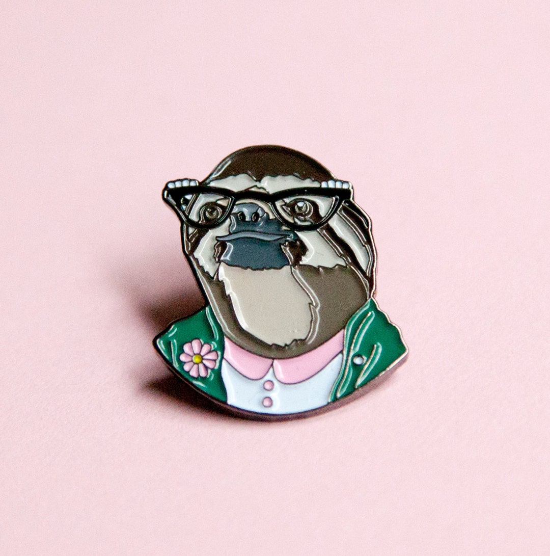 Enamel Pin - Sloth Lady - Ryan Berkley Illustration - Pin - Etsy