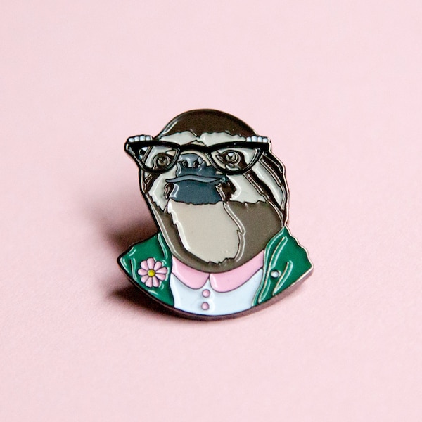 Enamel Pin - Sloth Lady - Ryan Berkley Illustration - Pin