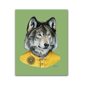 Wolf Lady art print - Modern kid art - Animals in Clothes - Animal Art - Modern Decor - Ryan Berkley Illustration 5x7