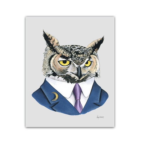 Horned Owl art print by Ryan Berkley 5x7