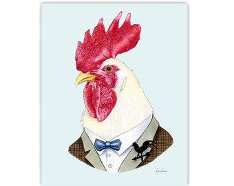 Rooster print 11x14 - Year of the Rooster - Ryan Berkley Illustration - Dapper Animals - Modern Nursery - Modern Decor