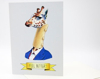 Get Well Soon Card - Giraffe Card - Feel Better - Berkley Illustration - Humor Card - Greeting Card - Ryan Berkley - Dapper Animals