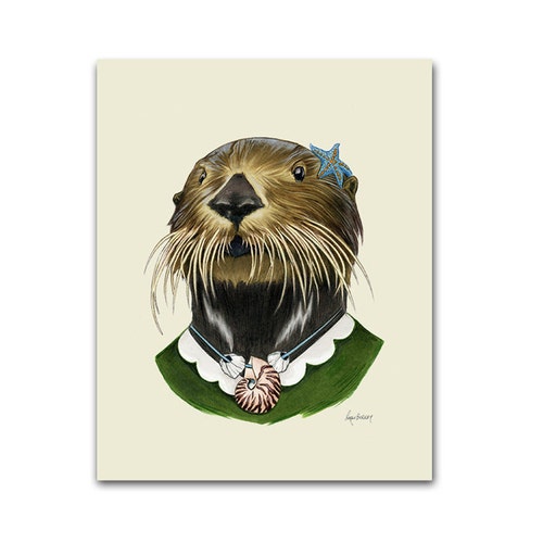 Sea Otter Lady art print - Animal art - Nursery art - Nursery decor - Animals in Clothes - Children's art - Ryan Berkley Illustration 5x7