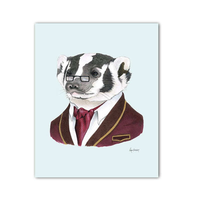 Badger art print by Ryan Berkley 8x10 image 1