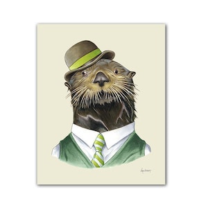 Otter art print - Animal art - Nursery art - Nursery decor - Animals in Clothes - Children's art - Ryan Berkley Illustration 8x10