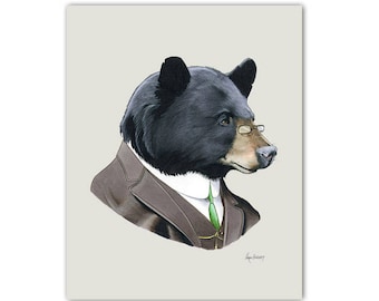 Black Bear - Papa Bear - Bear Art - Nursery Art - Three Bears - art print - kids room - modern decor - woodland theme - Ryan Berkley 11x14