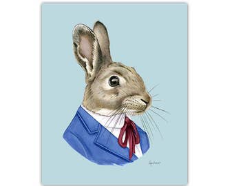 Woodland Nursery - Bunny Rabbit - Art print - Ryan Berkley - 5x7 - Wall Art - Woodland Animals - Nursery Art - Easter Decorations
