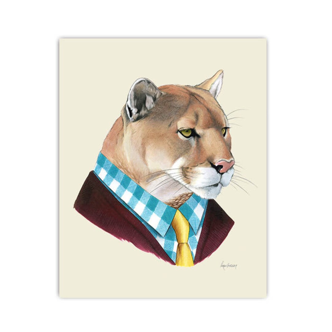 Mountain Lion Art Print 8x10 - Etsy
