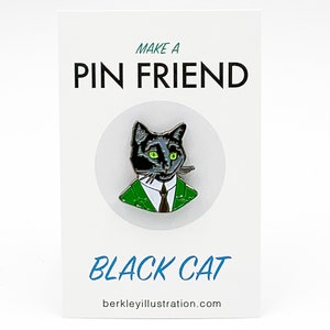 Enamel Pin - Black Cat Gentleman - Ryan Berkley Illustration - Pin