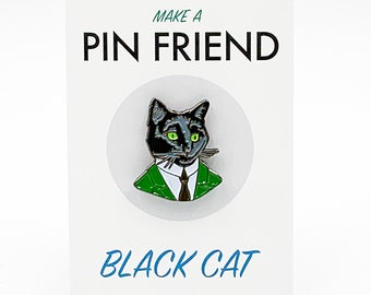 Enamel Pin - Black Cat Gentleman - Ryan Berkley Illustration - Pin