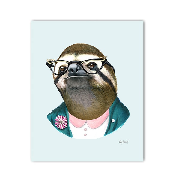 Sloth Lady art print by Ryan Berkley 5x7