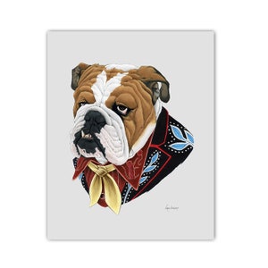 Bulldog Dog art print - 8x10 - modern kid art - dog art - modern nursery - animals in clothes - animal artwork - Ryan Berkley