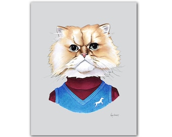 Fuzzy Cat art print by Ryan Berkley 8x10