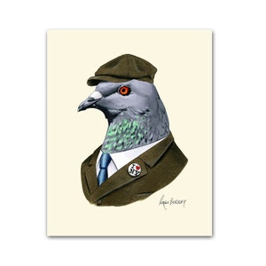 Pigeon art print - NYC art - Modern kid art - Animals in Clothes - Animal Art - Modern Decor - Ryan Berkley Illustration 11x14