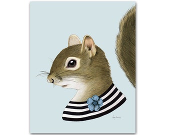 Squirrel lady print 8x10 - Berkley Bestiary - Dapper Animals - Woodland Nursery - Ryan Berkley Illustration - Modern Kids Decor