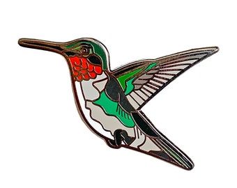 Enamel Pin - Hummingbird - Nature Pin - Natural Values - Ryan Berkley Illustration - Pin  - Stocking Stuffer - Woodland Theme - Cloisonne