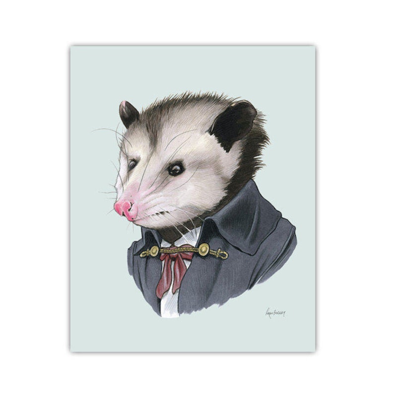 Opossum art print 5x7 image 1