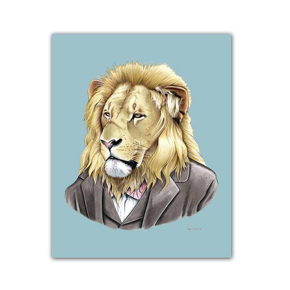 Lion Art Print Lion Art Lion Print Animals in Suits - Etsy Lion Art Print Lion Art Lion Print Animals in Suits - Etsy