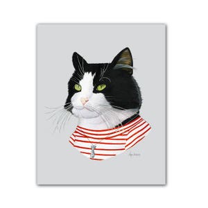 Tuxedo Cat art print - Modern kid art - Pet Portrait - Animals in Clothes - Animal Art - Modern Decor - Ryan Berkley Illustration 11x14