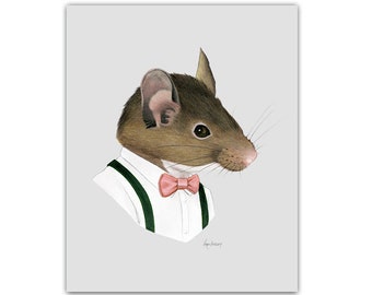 Mouse Gentleman print 8x10 - Animal art - Modern Nursery - Nursery Art - Dapper Animals - Storybook Art - Ryan Berkley- Berkley Illustration