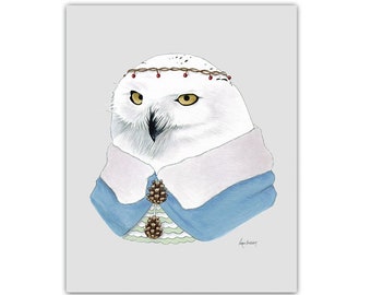 Snowy Owl art print 8x10 or 11x14