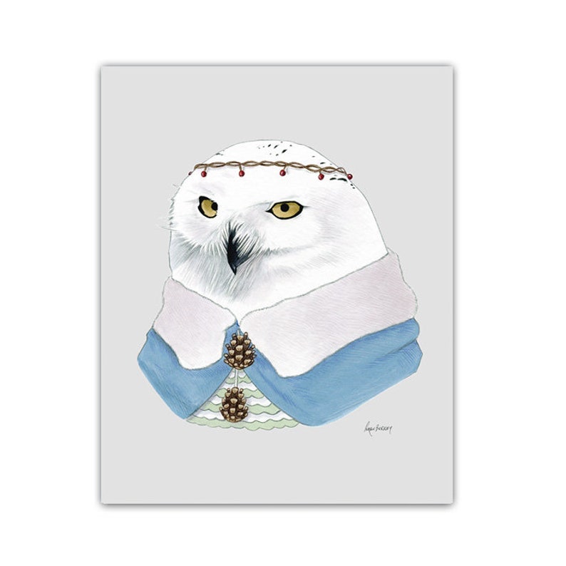 Snowy Owl art print 8x10 or 11x14 image 1