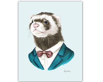 Ferret art print 8x10