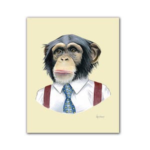 Chimpanzee art print by Ryan Berkley 8x10