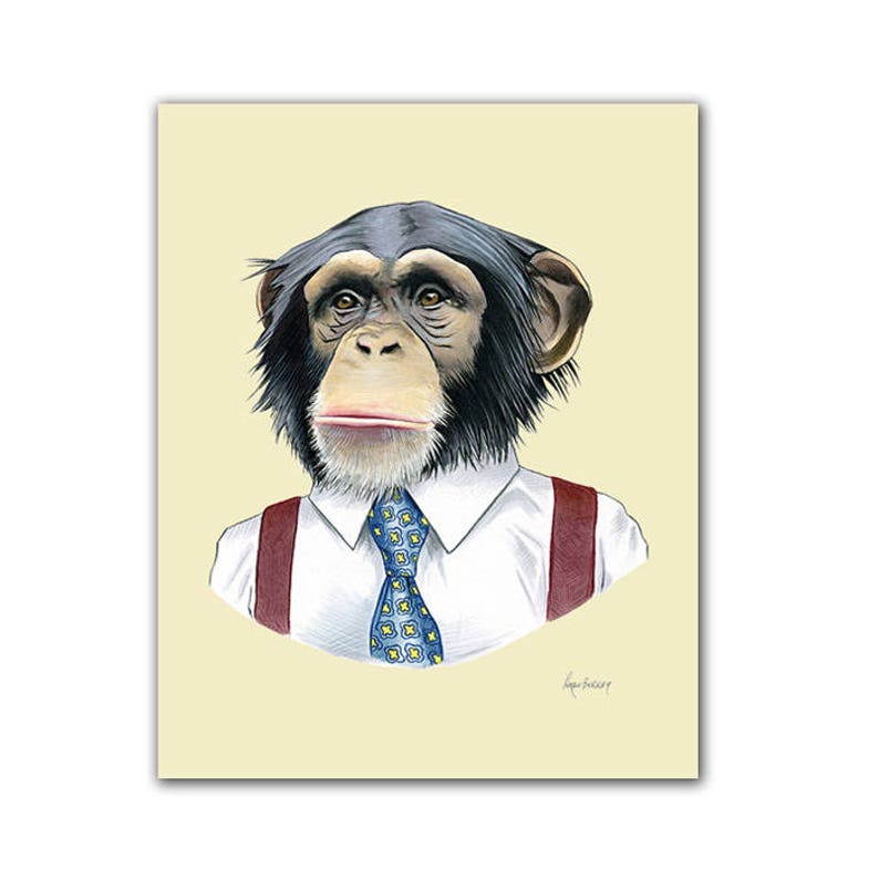 Chimpanzee art print by Ryan Berkley 8x10 image 1