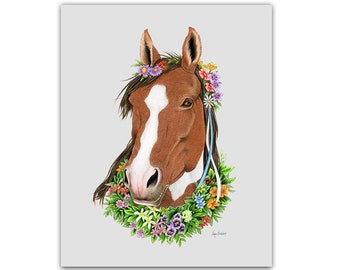 Horse Lady print 11x14 - Pony - Animal art - Kid's Room Decor - Farm Animals - Dapper Animals - Ryan Berkley - Berkley Illustration