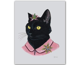 Black Cat Lady print 8x10