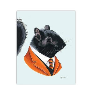 Black Squirrel art print by Ryan Berkley Illustration 5x7